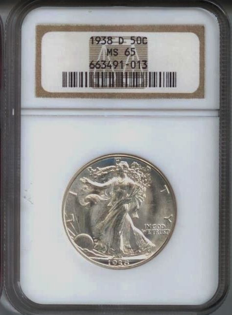 Stunning Blast White Key Date 1938 D Walking Liberty Half Dollar NGC 