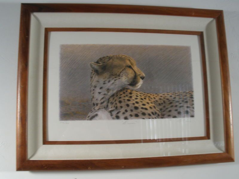 Dennis Curry Signed lithograph Duma 296/375 Koa frame  