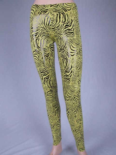 Zebra Print Wet Look Leggings, Full Length, All Sizes  