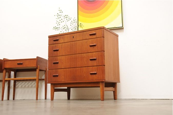 1950s Danish Modern OMANN JUN Teak Mini Dresser Chest Drawers Mid 