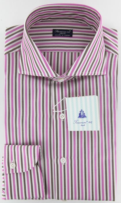 New $425 Finamore Napoli Pink Shirt 15.75/40  