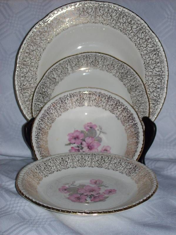 Homer Laughlin Liberty Apple Blossom 4 Pc Setting L@@K  