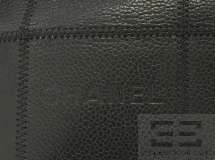 Chanel Black Caviar Leather Square Topstitched Small Handbag  