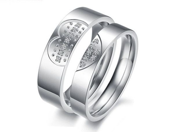 new Wedding Ring Set Titanium Ring Lover Couple Engagement Band + gift 