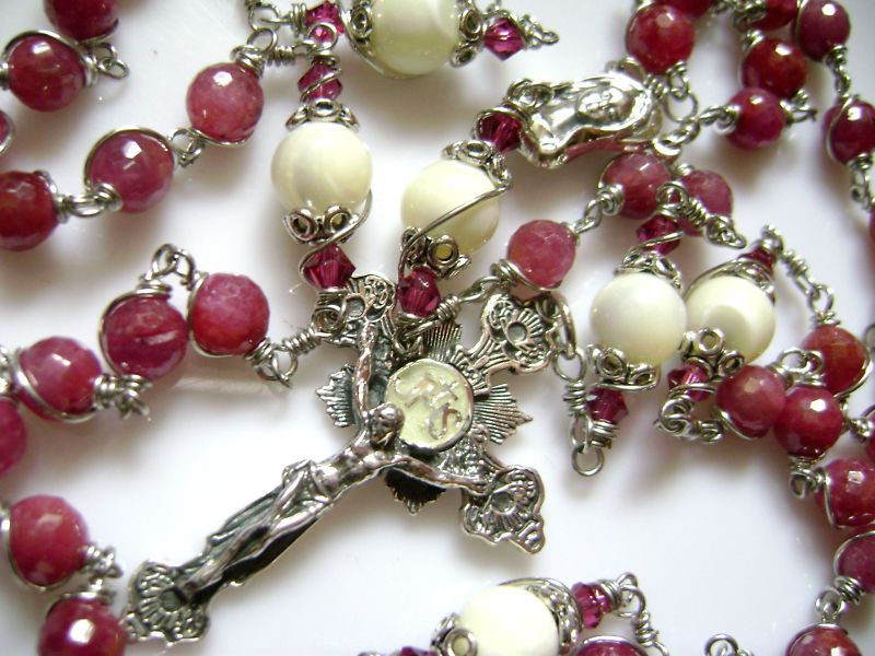 SO Beautiful STERLING 925 SILVER UNDOUBTED RUBY ROSARY  