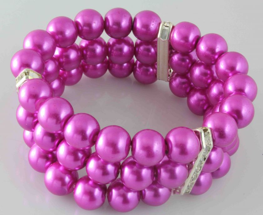 Fashion 3 ROWS 10mm Freshwater Pearl Bracelets    