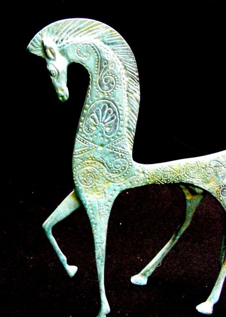 ANTIQUE BRONZE HORSE WEINBERG, EAMES 50s ETRUSCAN, DANISH, AVANT GARDE 