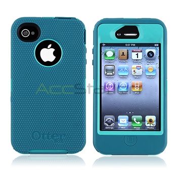   DEFENDER CASE & CLIP For IPHONE 4 4S LIGHT TEAL SHELL DEEP TEAL SKIN