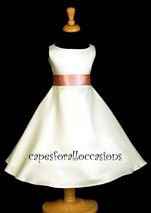 FLOWER GIRL DRESS IVORY/DUST ROSE 2 3 4 6 6X 8 10 12 14  