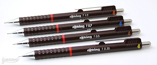 Set/4 ROTRING Tikky II Pencil 0.35 0.5 0.7 1.0 Burgundy  