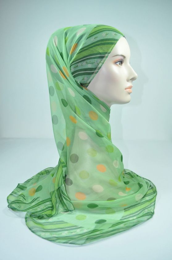 Brand New Chiffon Sq Scarf Shawl Wrap Hijab Dot Green  