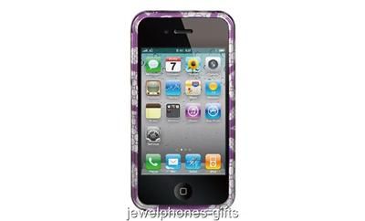 For iPhone 4/4S (Apple) Purple Daisy Lace Spot Diamond Design Hard 