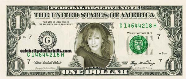 REBA MCENTIRE SET OF 4 CELEBRITY DOLLAR BILL UNCIRCULATED MINT US 