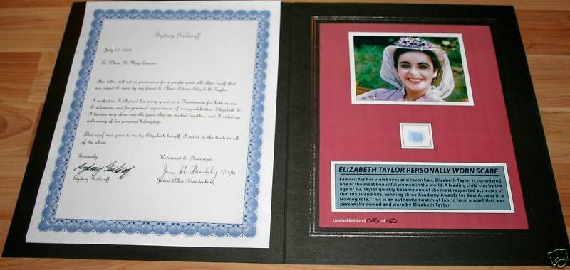 Original Movie Star Elizabeth Taylor Worn Scarf  