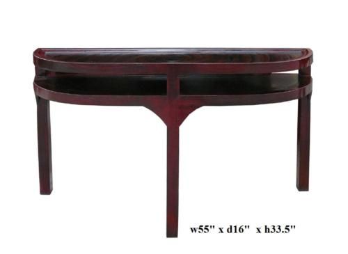 Chinese Red Black Lacquer Curve Side Table s2861  