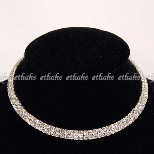 Diamantes Chic Round Circle Chain Necklace Silver 6BVZ  