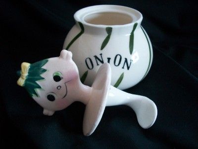 VTG ONION SWIRL GIRL HOLT HOWARD CONDIMENT JAR DISH  