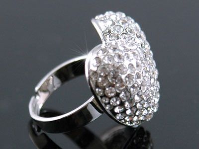 Sparkling 3D Heart Ring use Swarovski Crystal SR058  