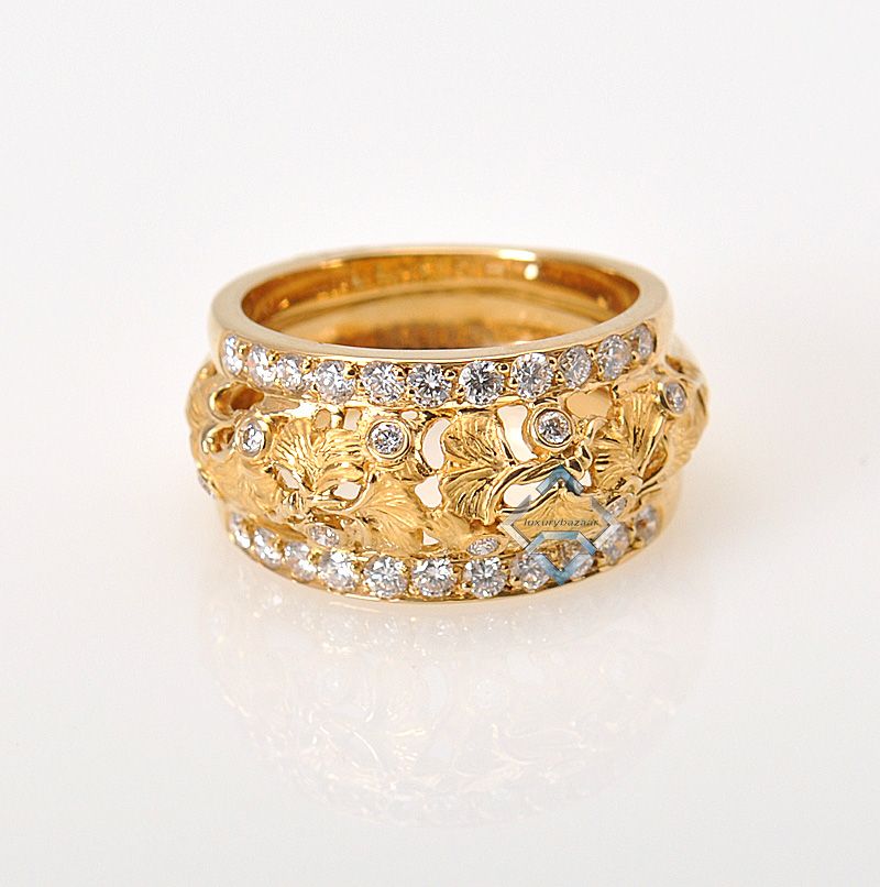 Carrera y Carrera Yellow Gold Diamond Gingko Leaf Ring  