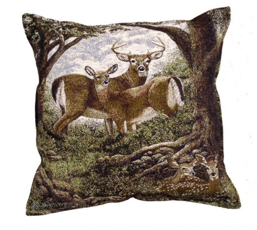 17 Deer Buck Doe Fawn Wildlife Tapestry Cushion Pillow  