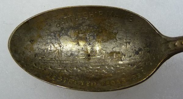 BATTLESHIP MAINE DESTROYED   SPANISH AMERICAN WAR SPOON  