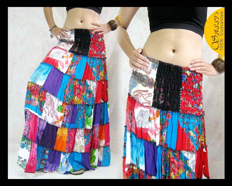 SKIRT STR66 BIN 2in1 MINI DRESS PATCHWORK GYPSY HIPPIE  