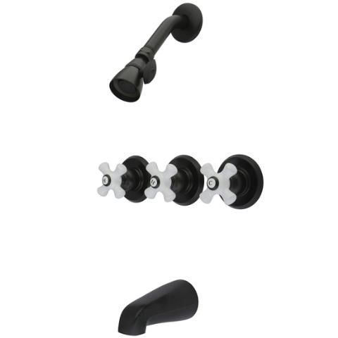 Oil Rubbed Bronze 3 Handle Combination Bathroom Tub & Shower Diverter 