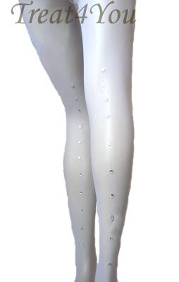 Brand New Sexy Sheer White Pantyhose with Jeweled Rhinestone Backseam