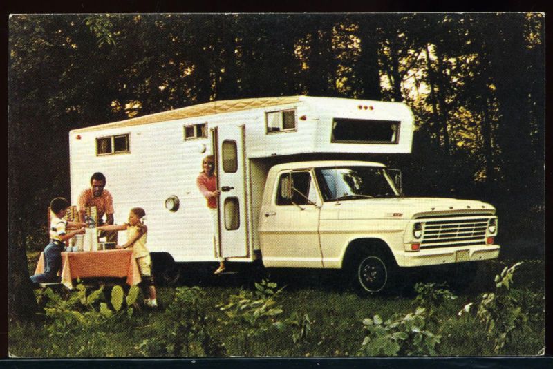 1967 Ford Pick Up Truck w/ Camper adv Dealer Postcard  