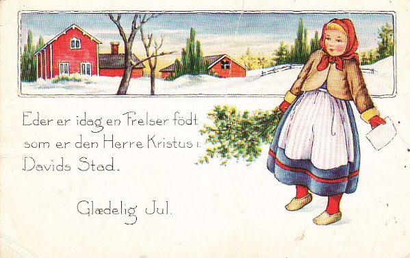 GLAEDELIG JUL   EARLY 1900s CHRISTMAS POSTCARD  