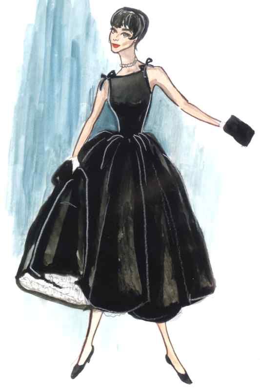 AUDREY HEPBURN   RARE COSTUME SKETCH   SABRINA # 3  