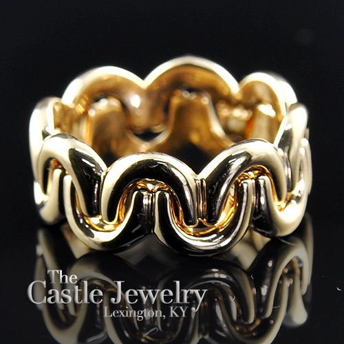   14K YELLOW GOLD PUZZLE DESIGN INTERLOCKING DOUBLE BAND WEDDING SIZE 6