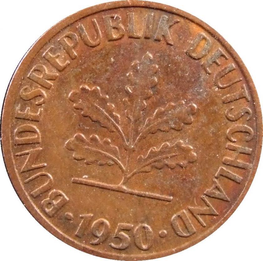 German Federal Republic ~ 1 Pfennig ~ 1950 G ~  
