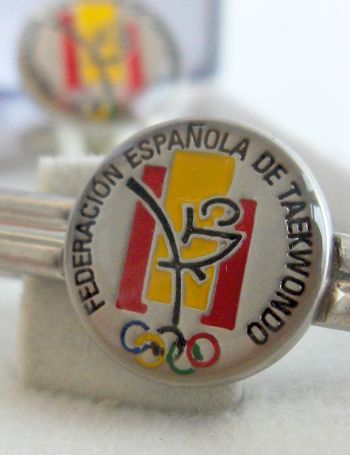 SPAIN TAEKWONDO OLYMPIC CUFF LINKS BUTTONS CLASP SET  