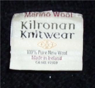 Kilronan Knitwear Ireland Merino wool black Irish cardigan sweater 