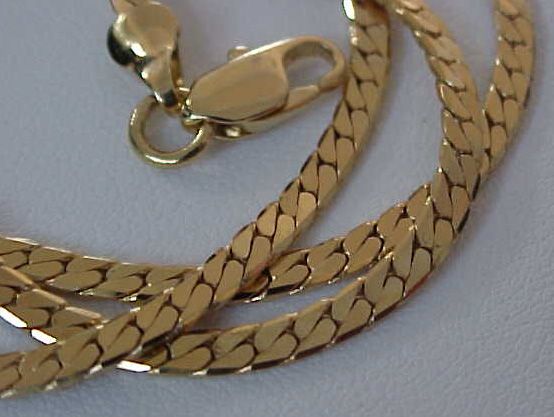 18 inch Diamond Cut HERRINGBONE 14k Gold gp Neck CHAIN  