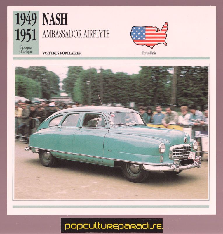 1949 1950 1951 NASH AMBASSADOR AIRFLYTE Car SPEC CARD  