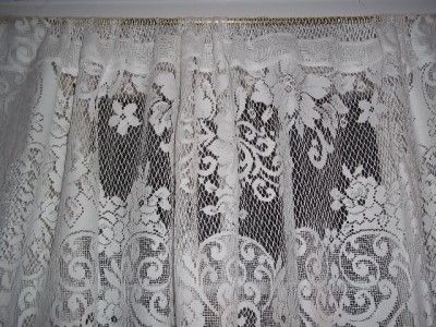   LACE CURTAIN TIER VALANCE FLORAL DESIGN WINDOW 64 X 24 WCVT507  