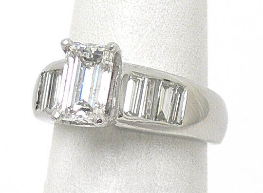 PLATINUM 1.83 CARAT DIAMOND SOLITAIRE 1ct ACCENTS RING  