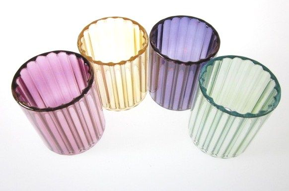   box  blown glass 4 piece napkin ring set this set