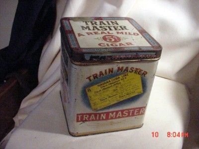 TRAIN MASTER CIGAR 5 CENT TOBACCO TIN  