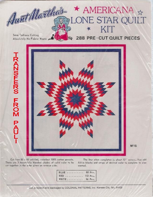 Americana Patriotic Aunt Marthas Lone Star Quilt Kit  