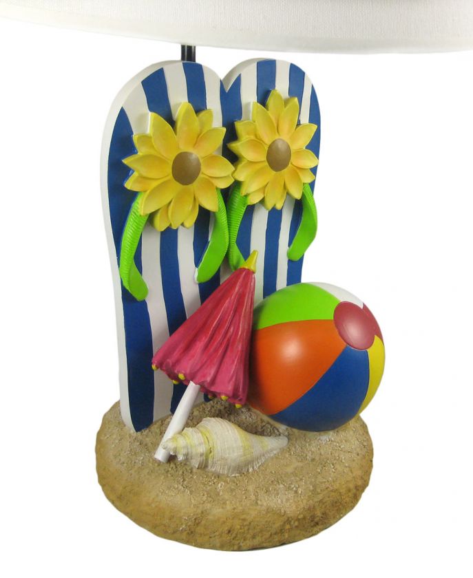 Summer Beach Fun Flip Flops Table Lamp Linen Shade  