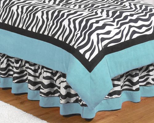 JOJO TURQUOISE & ZEBRA PRINT QUEEN BEDDING BED SKIRT  