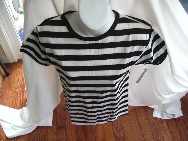 LA VANE Black & White Striped Womans Shirt Top = Medium * NEW * NWT 