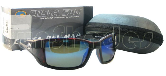 New Costa del Mar Blackfin Tortoise Blue Polarized 580 Glass Lens 