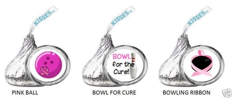 BREAST CANCER PINK RIBBON kiss labels BOWLING BOWL CURE  