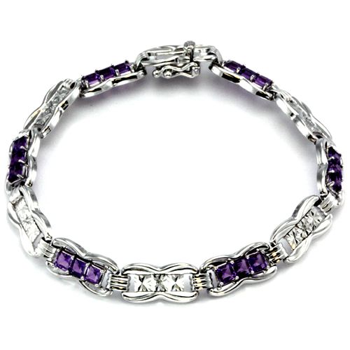 10k white gold amethyst diamond bracelet  