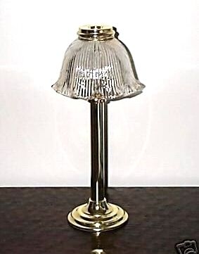 PartyLite Library Lamp P0126 Brass Candle Holder Frosted Shade Retired 