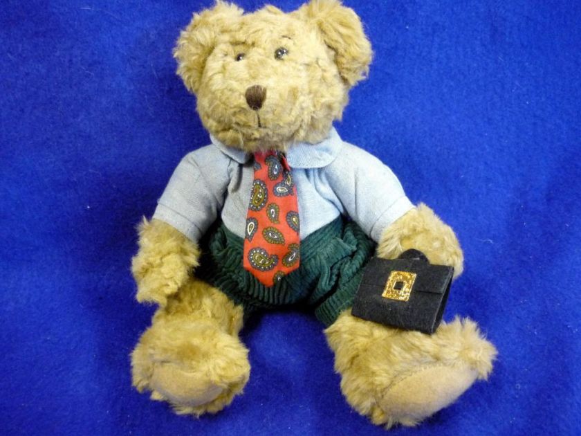 RUSS TEDDY BEAR WINSTON PAISLEY TIE BRIEFCASE 7 RARE  